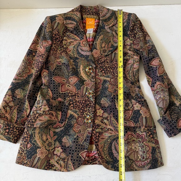 Vintage Christian Lacroix paisley tapestry blazer with rhinestone buttons Sz 10 - Picture 11 of 12